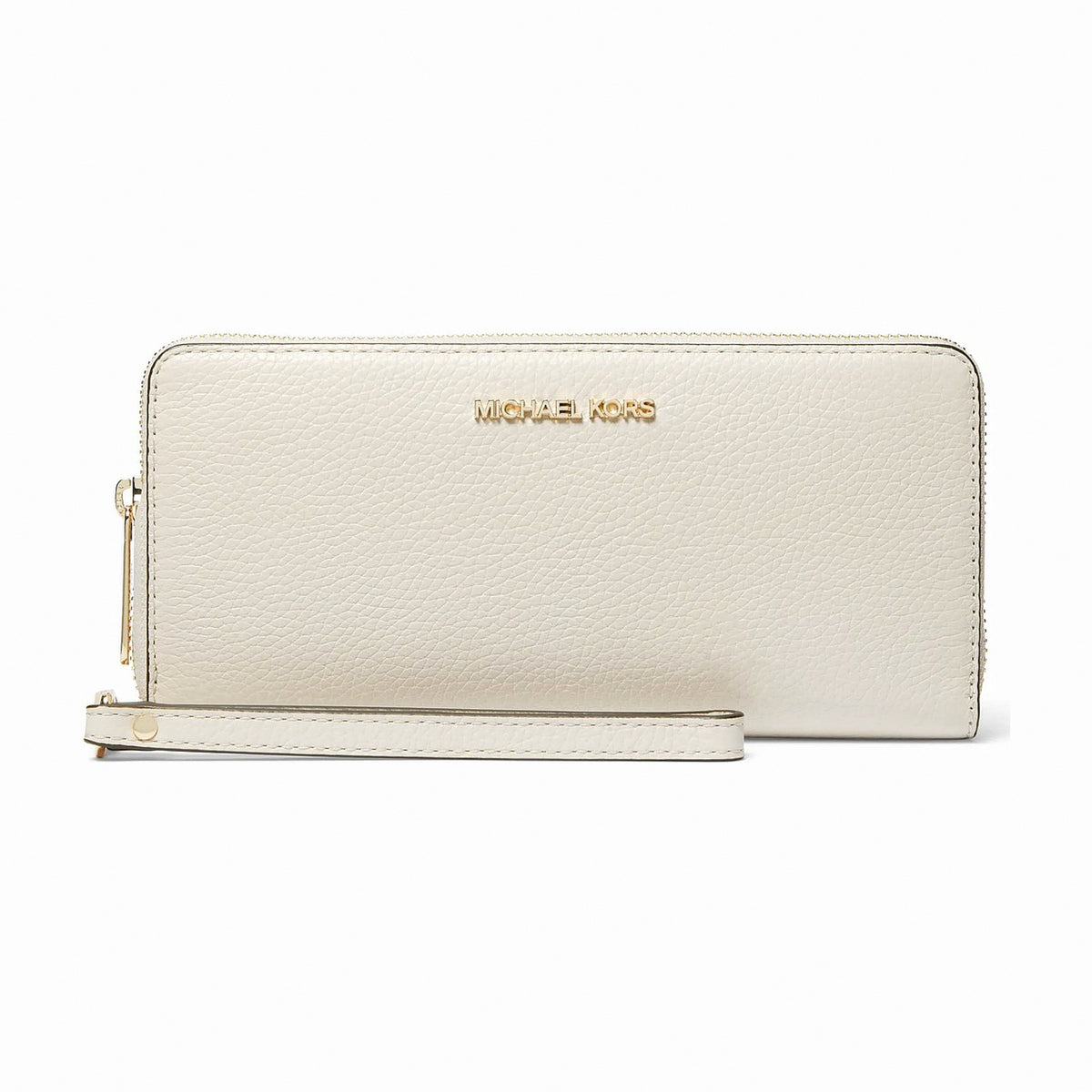 Michael Kors Jet Set Travel Large Pebbled Leather Wristlet - LT CREAM