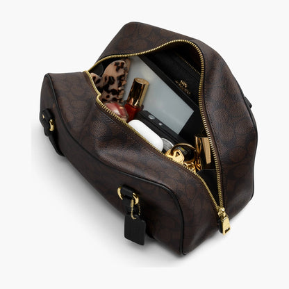 Coach Sydney Shoulder Bag In Signature Canvas - Gold/Walnut/Black