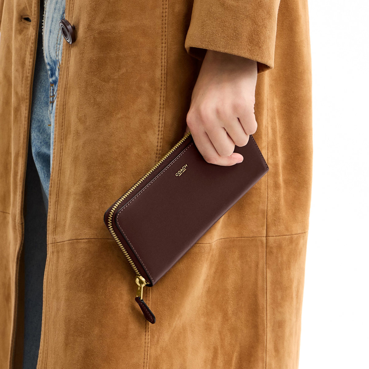 Coach New York Slim Accordion Zip Wallet - Brass/Maple
