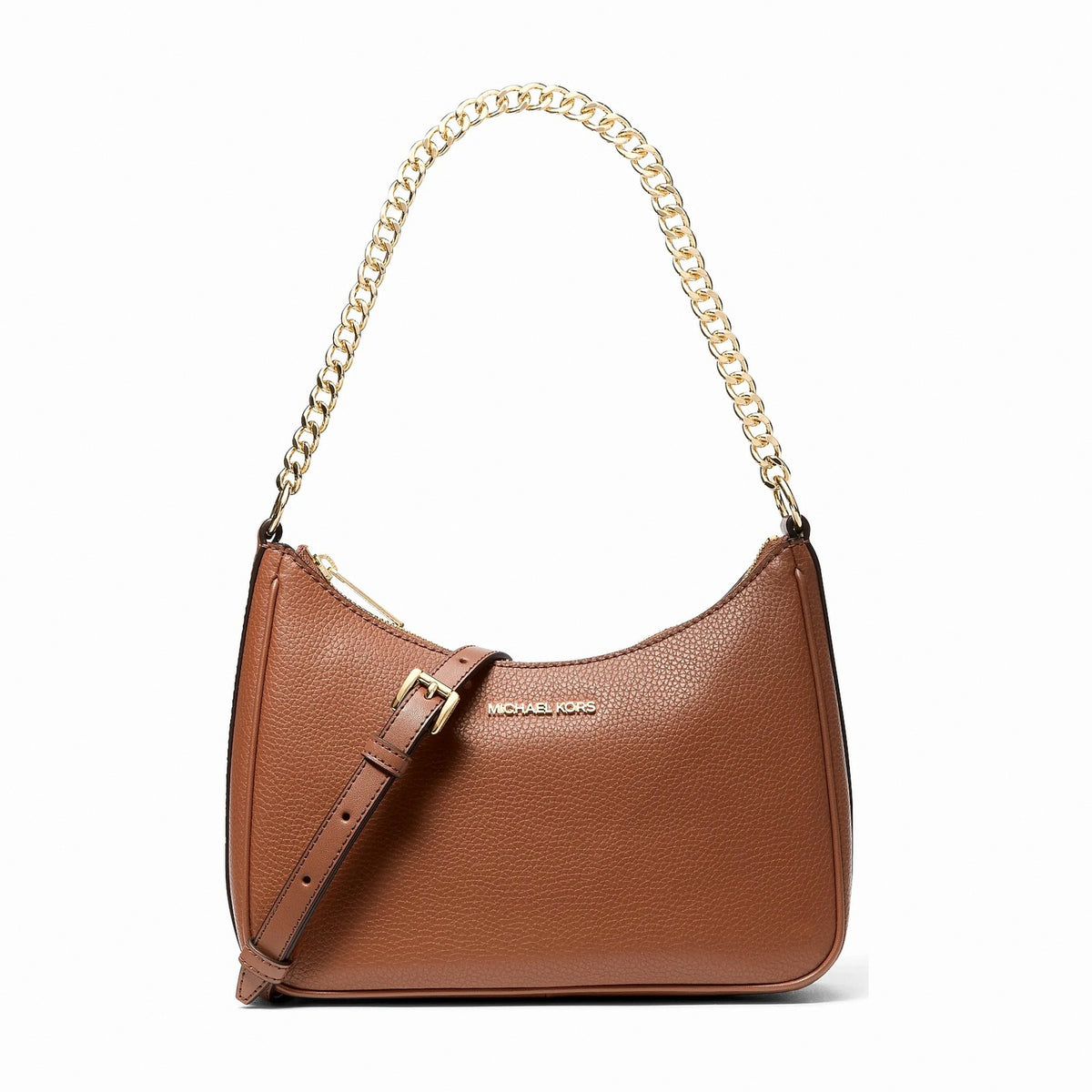 Michael Kors Jet Set Large Pebbled Leather Convertible Crossbody Bag - LUGGAGE