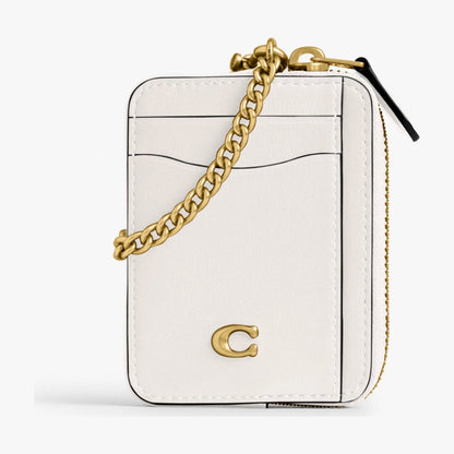 Coach Essential Chain Card Case - Brass/Chalk