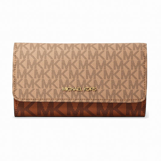 Michael Kors Jet Set Large Signature Logo Tri-Fold Wallet - CAMEL MLT