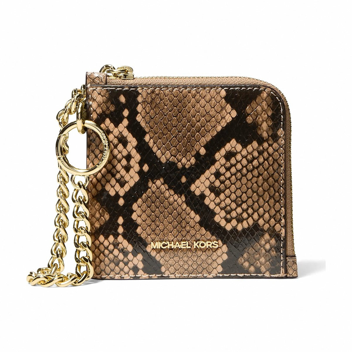 Michael Kors Jet Set Travel Medium Snake Embossed Chain Wallet - CAMEL