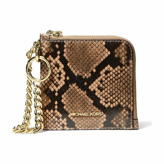 Michael Kors Jet Set Travel Medium Snake Embossed Chain Wallet - CAMEL