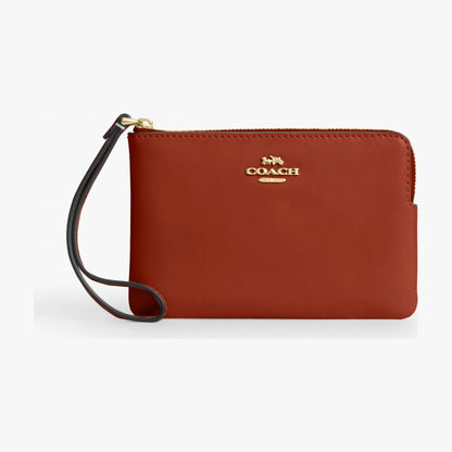 Coach Corner Zip Wristlet - Gold/Cinnamon