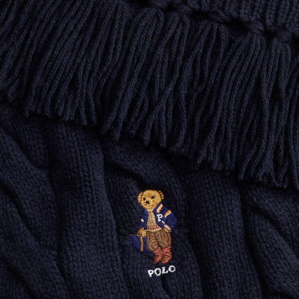 Polo Ralph Lauren Polo Bear Cable-Knit Scarf - Navy