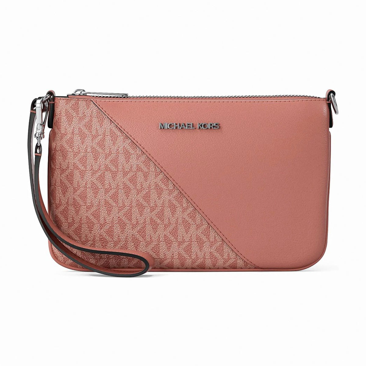 Michael Kors Jet Set Travel Small Signature Logo and Smooth Wristlet - SUNSET ROSE