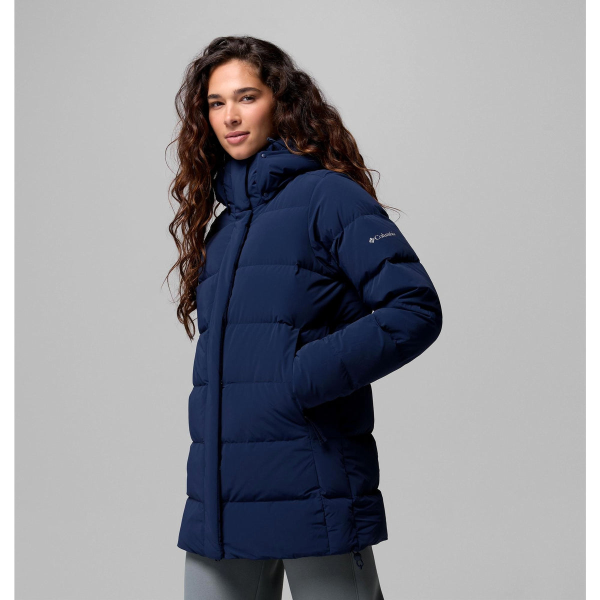 Columbia Women's Amaze Puff Mid Hooded Jacket - Collegiate Navy Matte
