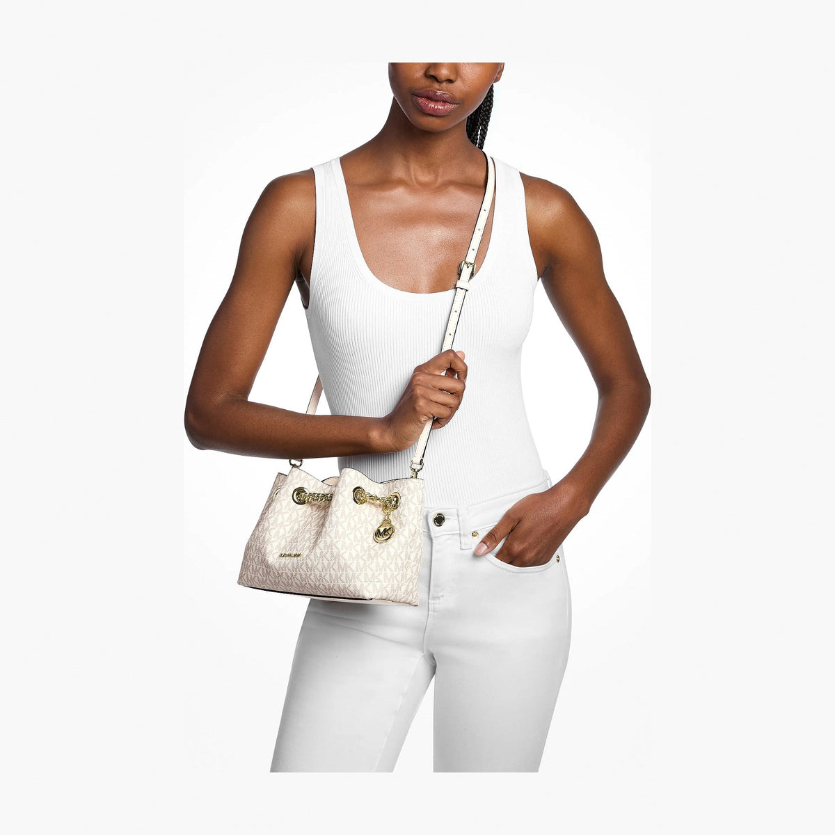 Michael Kors Mina Small Signature Logo Crossbody Bag - LT CRM MULTI