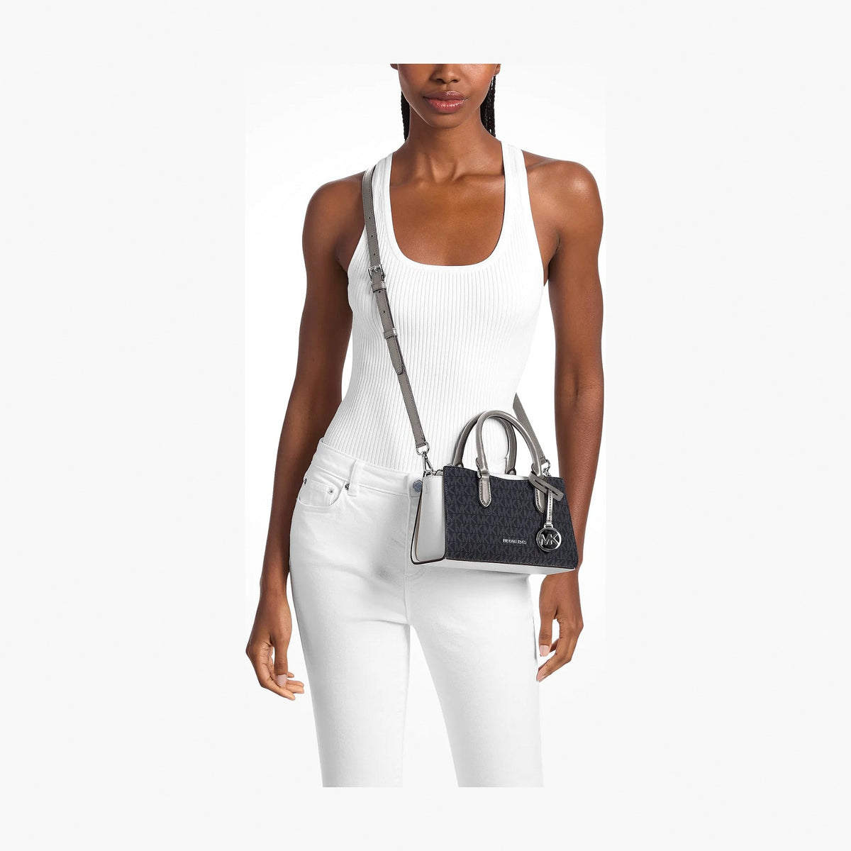 Michael Kors Arden Small Color-Block Signature Logo Messenger Bag - BLACK COMBO