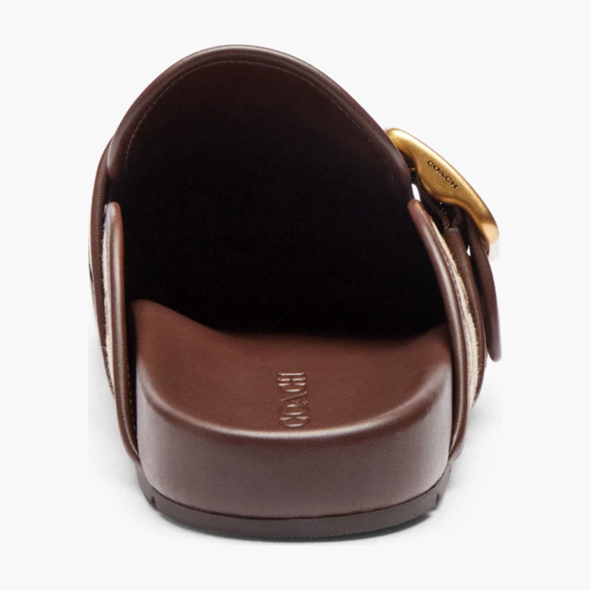 Coach Archival Buckle Clog With Signature Sateen Jacquard - Khaki/Maple