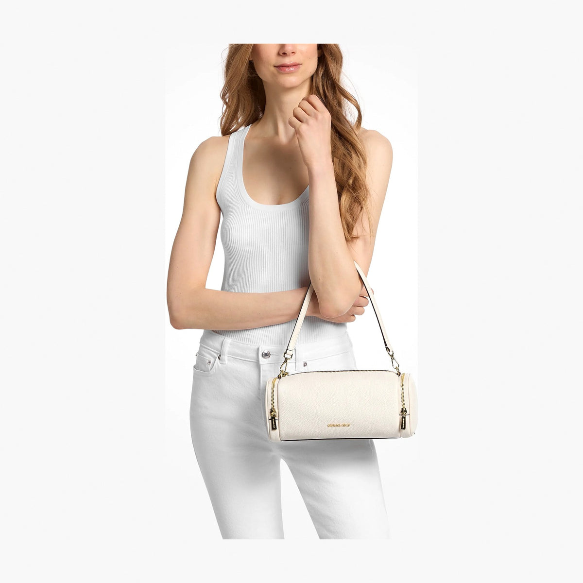 Michael Kors Jet Set Travel Small Pebbled Leather Convertible Crossbody Bag - LT CREAM