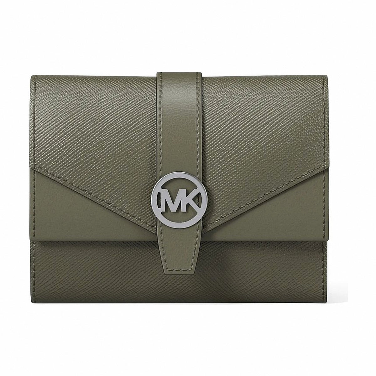 Michael Kors Greenwich Medium Leather Trifold Wallet - OLIVE