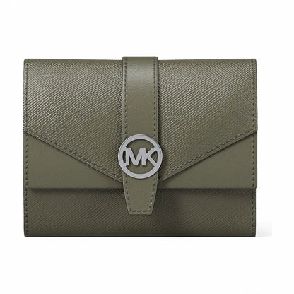 Michael Kors Greenwich Medium Leather Trifold Wallet - OLIVE