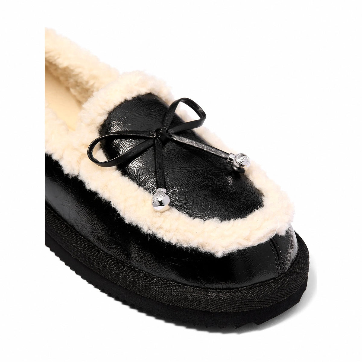 Michael Kors Jo Faux Shearling Trim Moccasin - BLACK