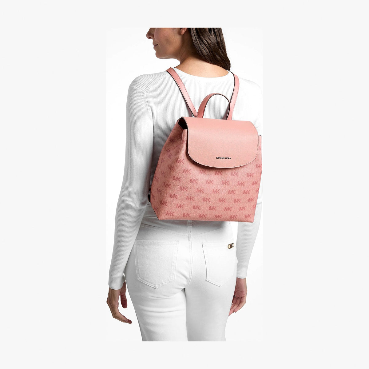 Michael Kors Maya Medium Signature Logo Backpack - SUNSET ROSE
