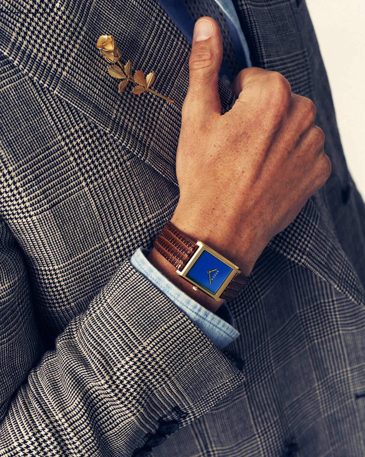 BREDA Virgil (Lizard Embossed) - Gold/Brown/Cobalt