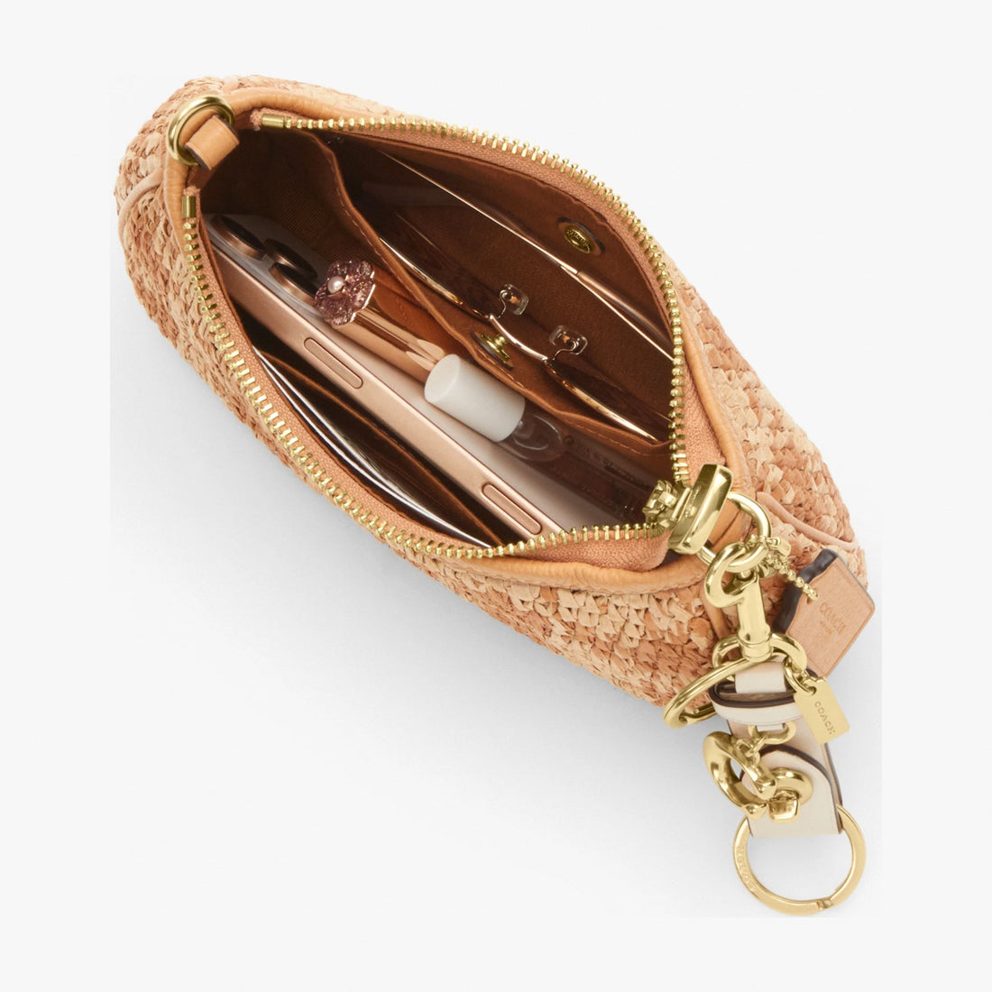 Coach Teri Mini Crossbody Bag With Gingham Print - Gold/Tan