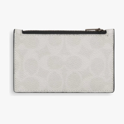Coach Zip Card Case In Signature Canvas - Chalk & Black