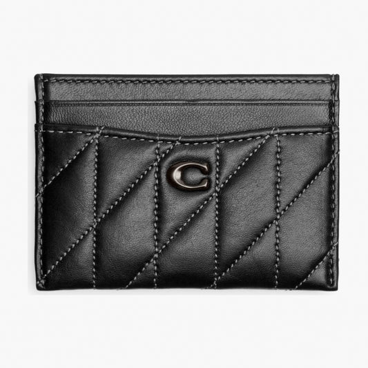 Coach Essential Card Case With Pillow Quilting - Pewter/Black