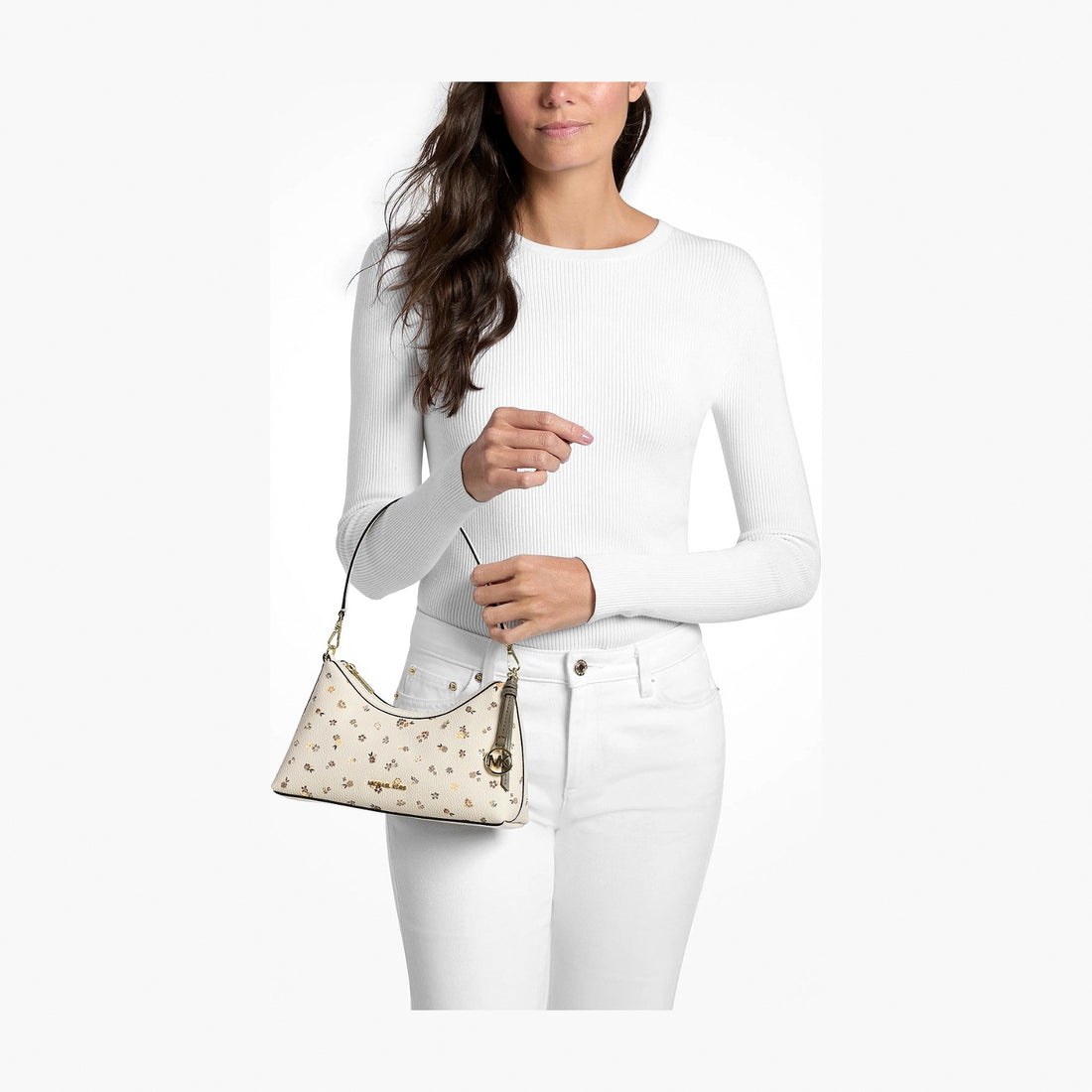 Michael Kors Sammy Small Floral Printed Convertible Crossbody Bag - LT CREAM