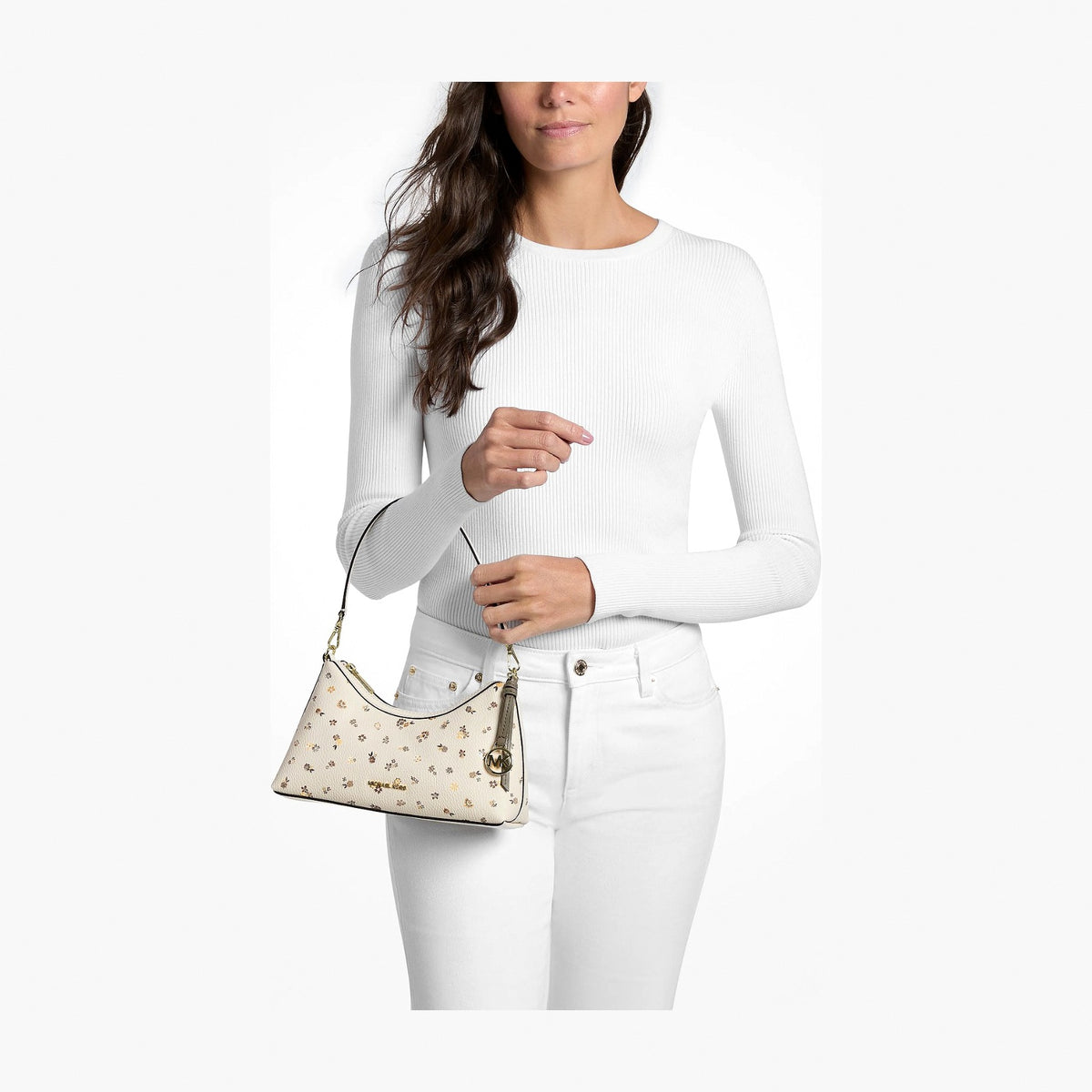 Michael Kors Sammy Small Floral Printed Convertible Crossbody Bag - LT CREAM