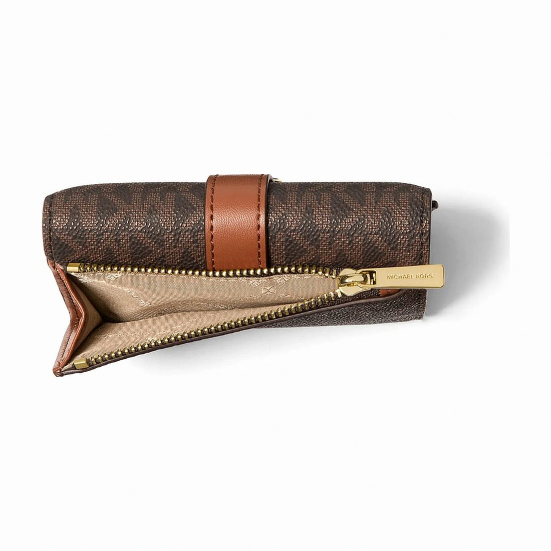 Michael Kors Greenwich Medium Signature Logo Trifold Wallet - BROWN