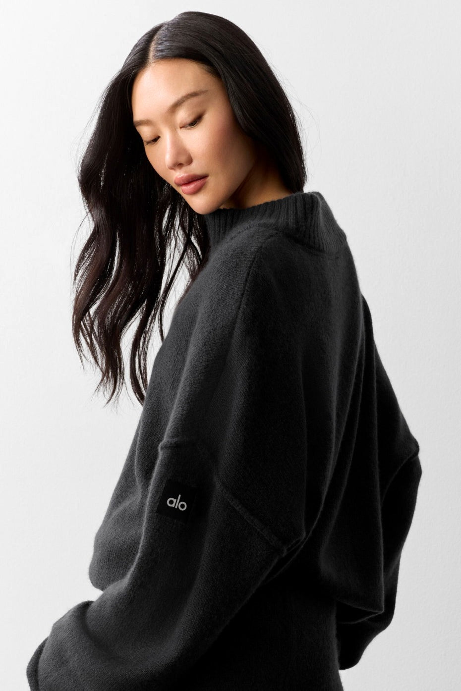 Alo Yoga Wool Cashmere New Class 1/4 Zip Pullover - Black