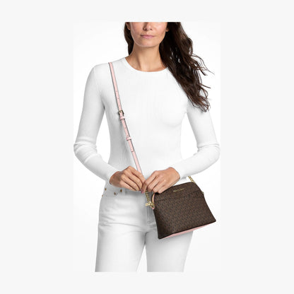 Michael Kors Jet Set Travel Medium Logo Dome Crossbody Bag - POWDER BLUSH