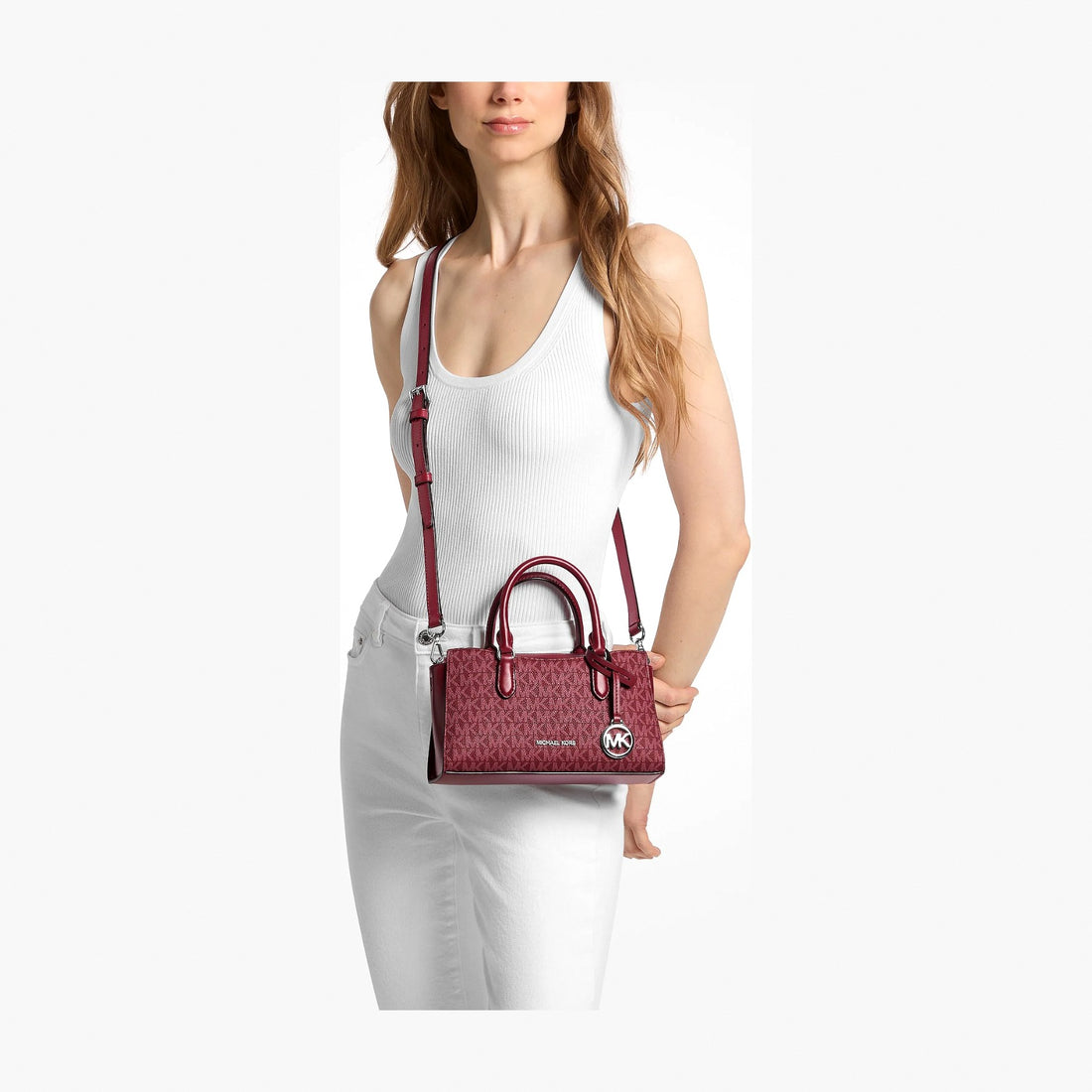 Michael Kors Arden Small Signature Logo Messenger Bag - MAROON