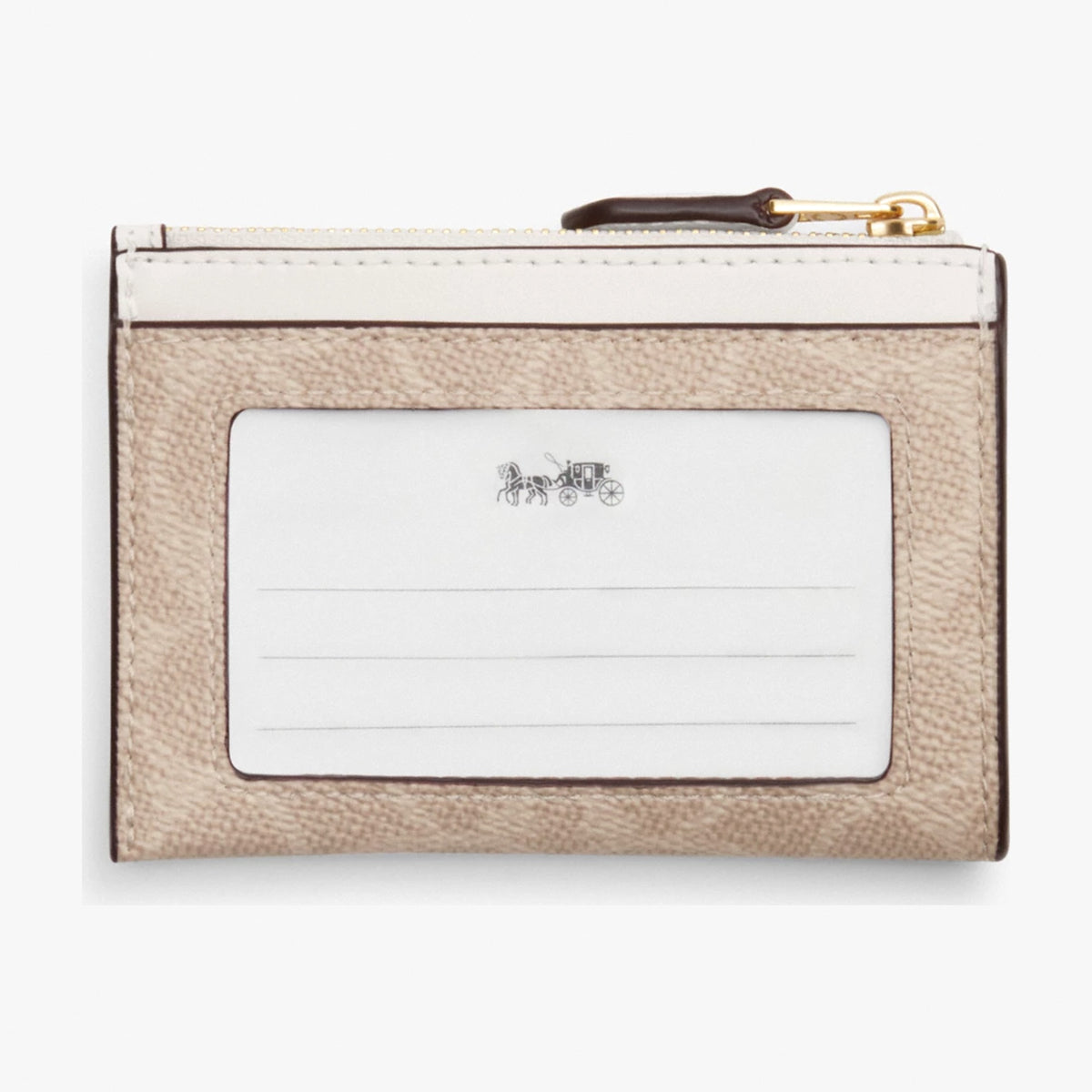 Coach Mini Skinny ID Case In Signature Canvas - Gold/Sand/Chalk