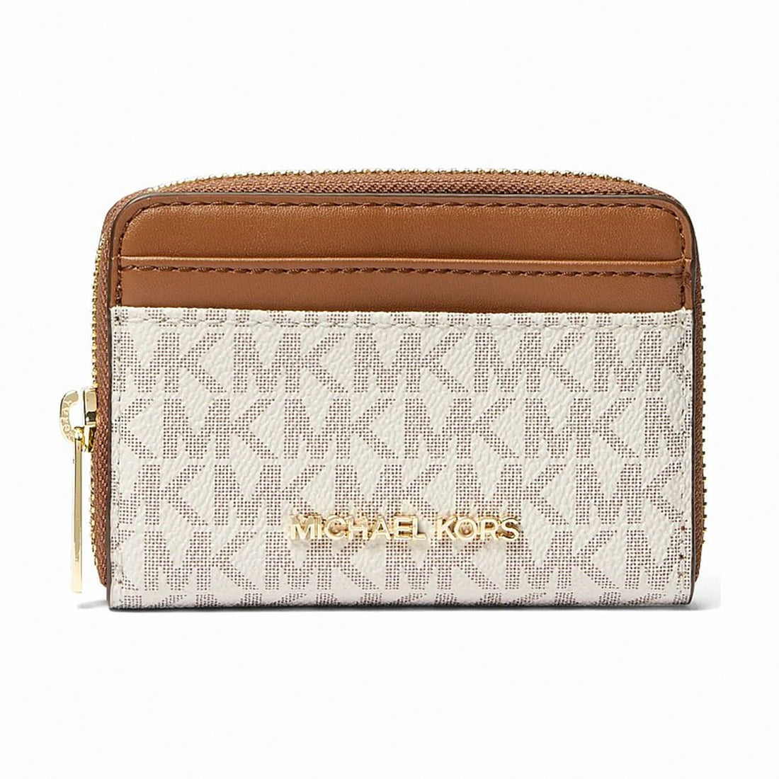 Michael Kors Jet Set Travel Medium Logo Zip-Around Card Case - VANILLA