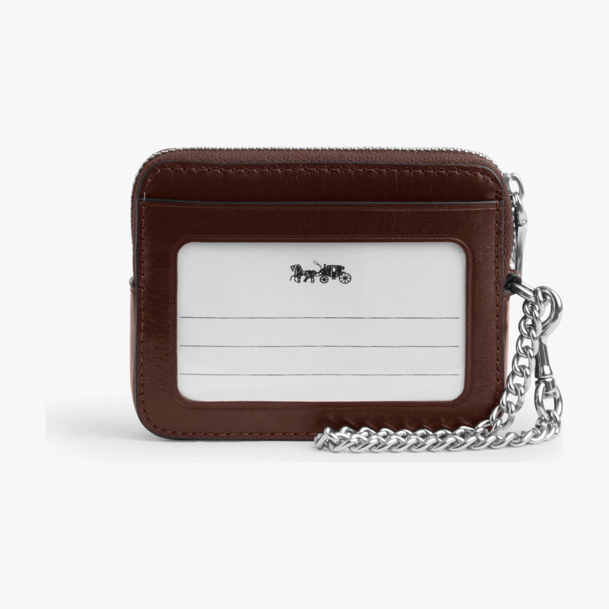 Coach Zip Card Case With Quilting - Silver/Maple