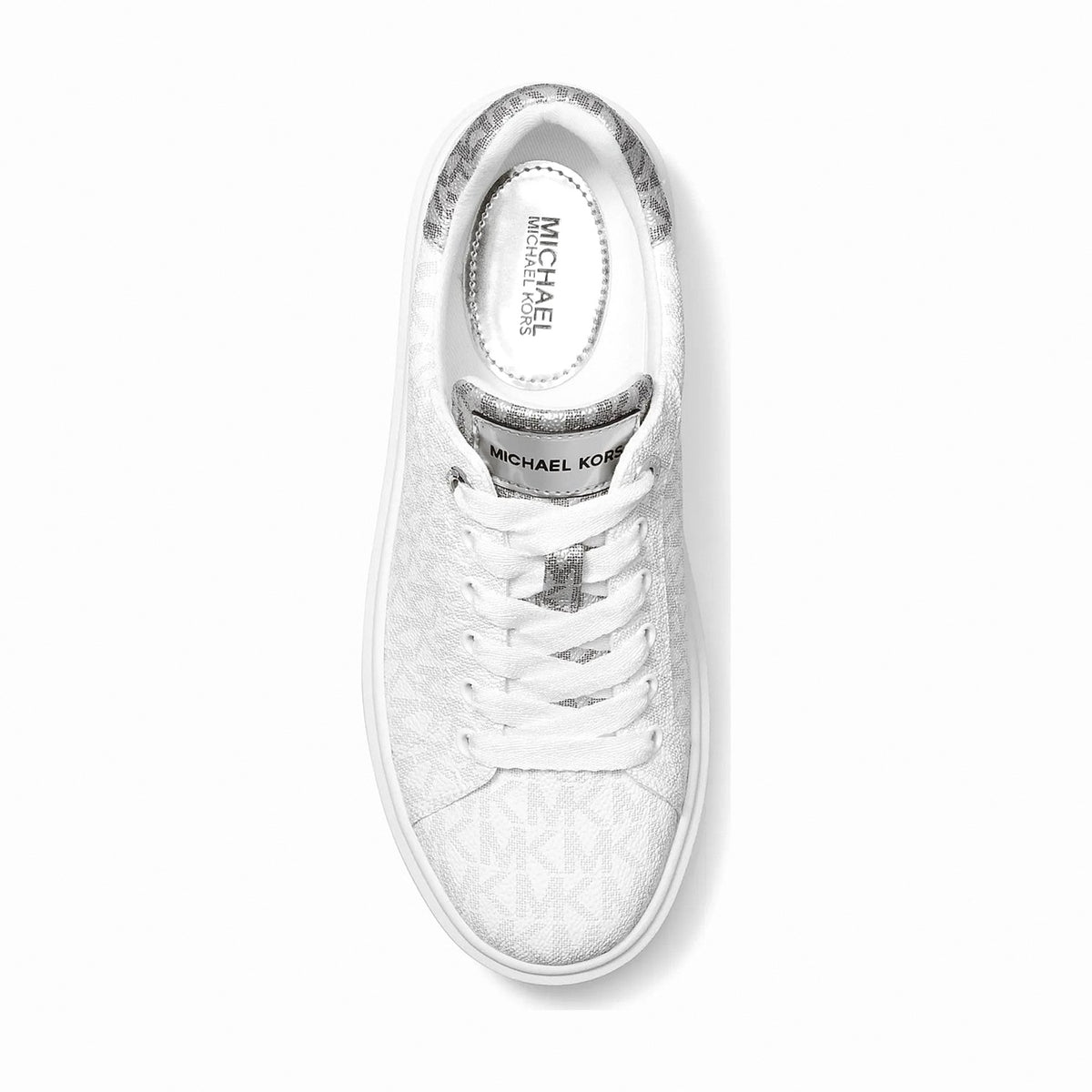 Michael Kors Romey Metallic Two-Tone Signature Logo Platform Sneaker - BRIGHT WHT