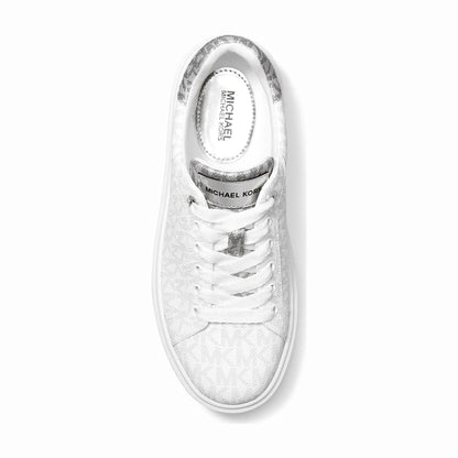 Michael Kors Romey Metallic Two-Tone Signature Logo Platform Sneaker - BRIGHT WHT