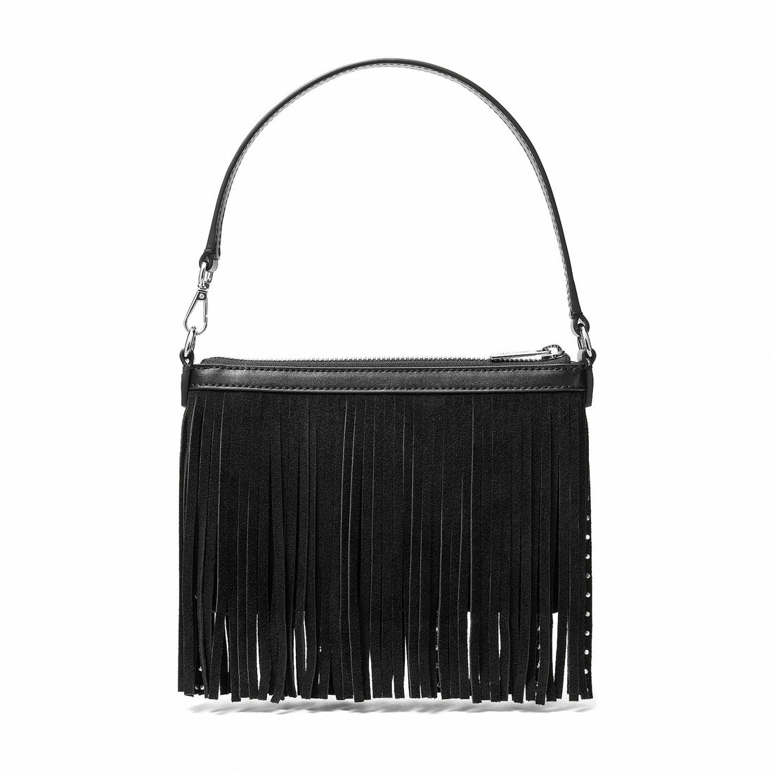 Michael Kors Jet Set Travel Small Studded Fringed Microsuede Wristlet - BLACK