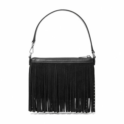 Michael Kors Jet Set Travel Small Studded Fringed Microsuede Wristlet - BLACK