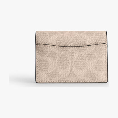 Coach Card Case With Charms In Signature Canvas - Silver/Sand/Taupe