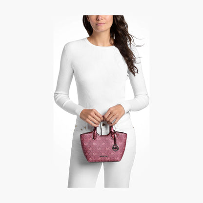 Michael Kors Maya Extra-Small Metallic Signature Logo Crossbody Bag - MAROON