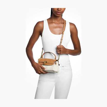 Michael Kors Hamilton Extra-Small Signature Logo Soft Crossbody Bag - VANILLA/ACORN