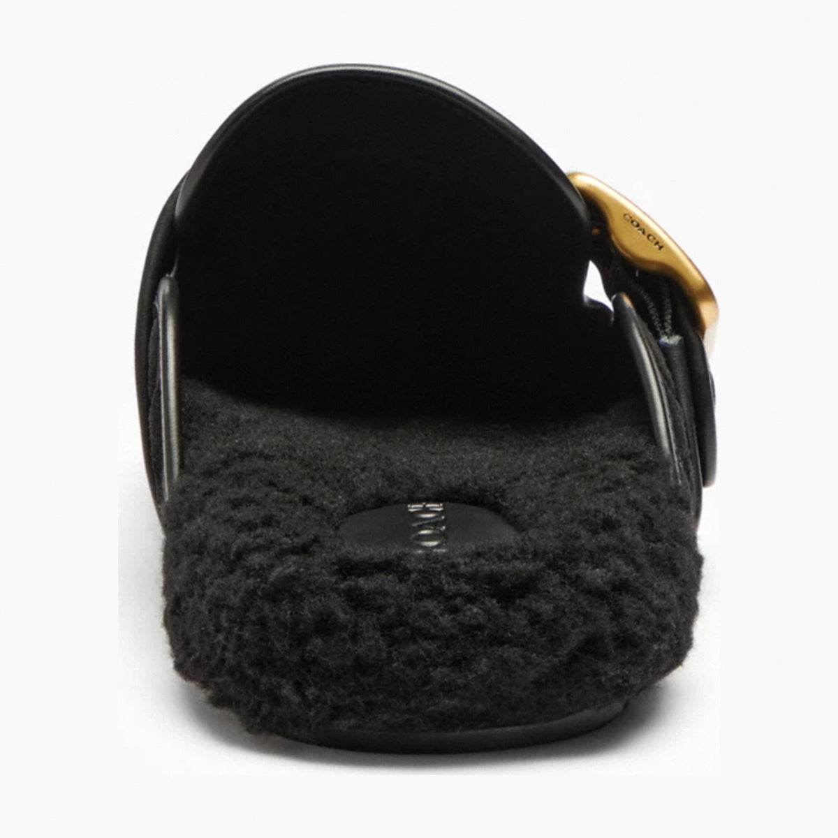 Coach Archival Buckle Clog With Signature Suede And Shearling - Black