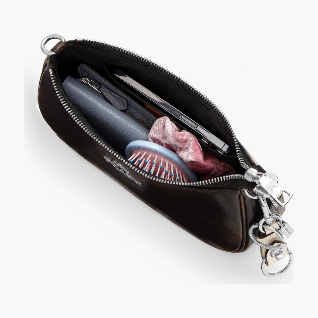 Coach Teri Shoulder Bag In Loved Leather - Silver/Black Brown