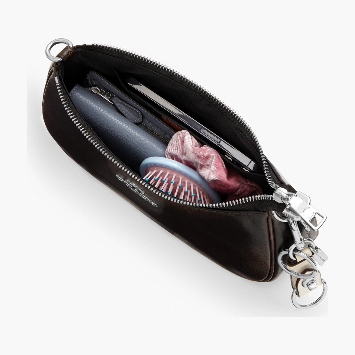 Coach Teri Shoulder Bag In Loved Leather - Silver/Black Brown