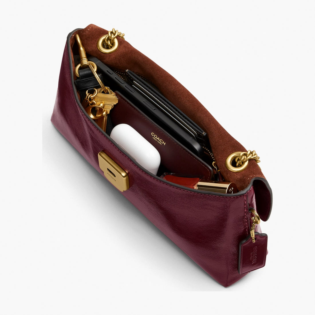 Coach Chelsea Shoulder Bag 26 With Chain - Brass/Dark Cherry