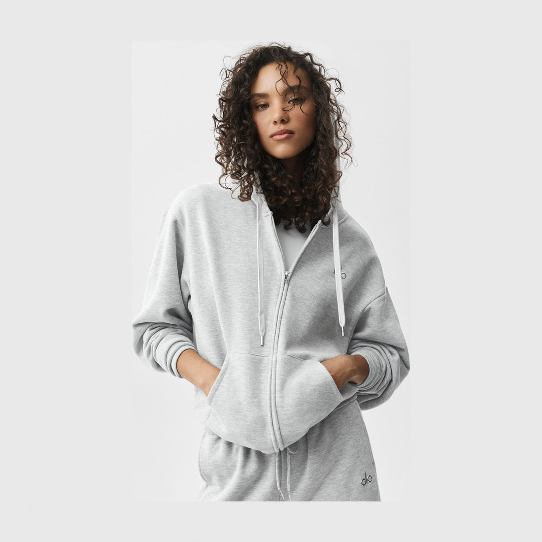 Alo Yoga Accolade Full Zip Hoodie - Athletic Heather Grey