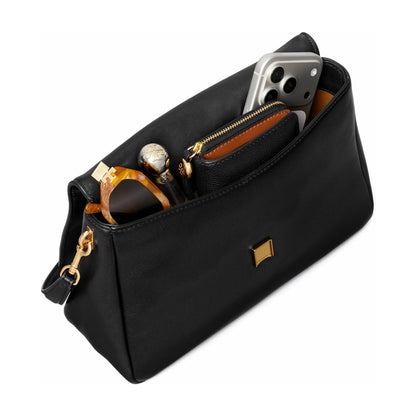 Tory Burch Charlie Croc-Embossed Shoulder Bag - Black