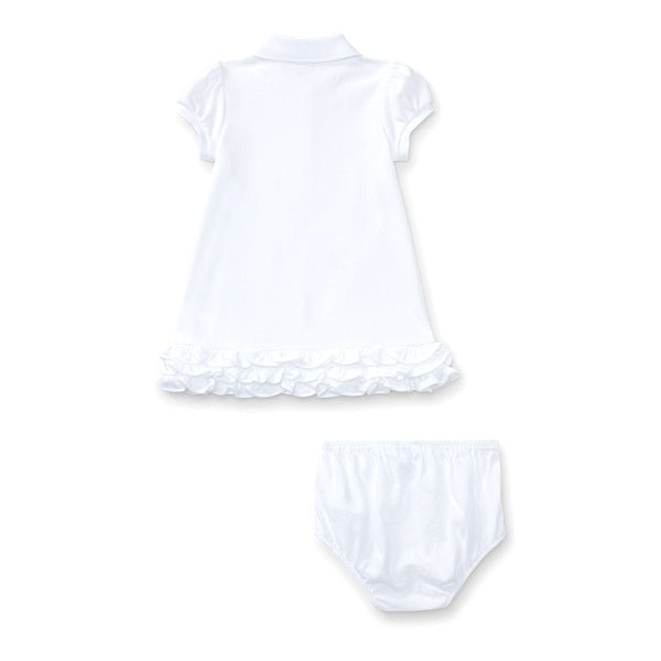 Ralph Lauren Baby Girl Ruffled Polo Dress & Bloomer - White