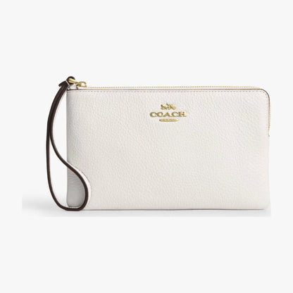 Coach Large Corner Zip Wristlet - Gold/Chalk