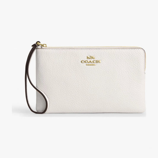 Coach Large Corner Zip Wristlet - Gold/Chalk