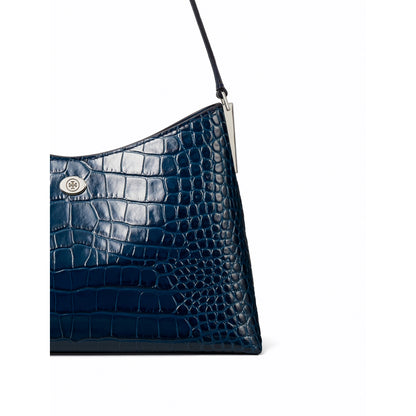 Tory Burch Small Robinson Croc-Embossed Shoulder Bag - Twilight
